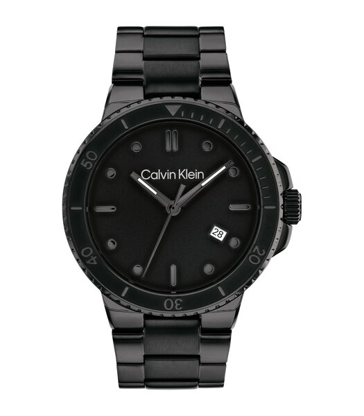 Montre CALVIN KLEIN WATCHES SPORT Homme 25200205 Analogique Cadran Minéral Noir Bracelet Acier inoxydable Noir Boucle déployante Etanchéité 3 ATM