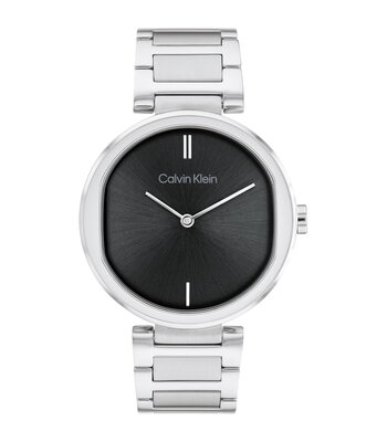 Montre CALVIN KLEIN WATCHES TIMELESS Femme 25200249 Analogique Cadran Minéral Noir Bracelet Acier inoxydable Acier Boucle déployante Etanchéité 3 ATM