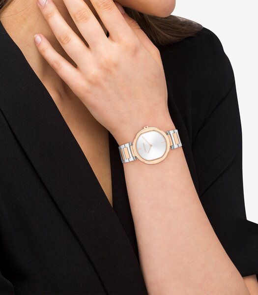 Montre CALVIN KLEIN WATCHES CK SENSATION Femme 25200251 Analogue Cadran MINERAL Argenté Bracelet Acier inoxydable Acier / or rose Boucle déployante Et