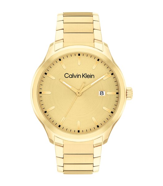 Horloge CALVIN KLEIN WATCHES ARCHITECTURAL Heren 25200349 Analoog Behuizing Mineraal Goudkleurig Bracelette Roestvrij staal Goudkleurig Boucle déploya