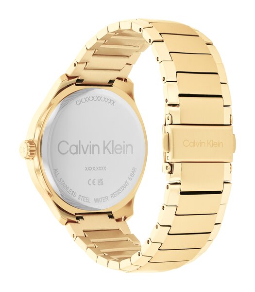 Horloge CALVIN KLEIN WATCHES ARCHITECTURAL Heren 25200349 Analoog Behuizing Mineraal Goudkleurig Bracelette Roestvrij staal Goudkleurig Boucle déploya