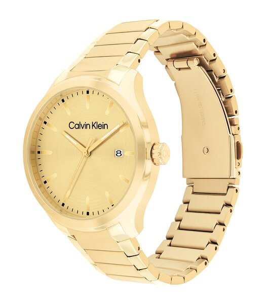 Horloge CALVIN KLEIN WATCHES ARCHITECTURAL Heren 25200349 Analoog Behuizing Mineraal Goudkleurig Bracelette Roestvrij staal Goudkleurig Boucle déploya