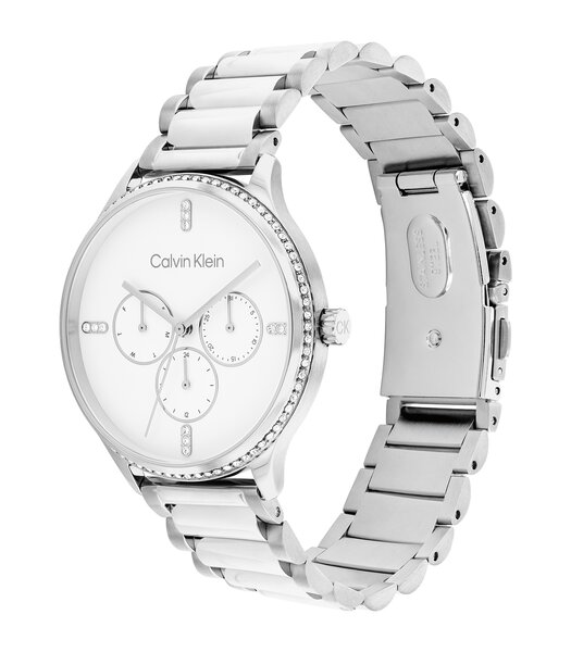 Montre CALVIN KLEIN WATCHES CK DRESS Femme 25200373 Analogue Cadran MINERAL Blanc Bracelet Acier inoxydable Acier Boucle déployante Etanchéité 3BAR