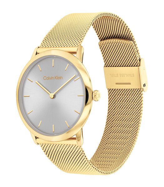 Montre CALVIN KLEIN WATCHES EXCEPTIONAL Femme 25300003 Analogue Cadran MINERAL Gris Bracelet Acier Or jaune Boucle déployante Etanchéité 3BAR