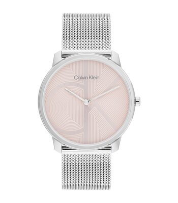 Montre CALVIN KLEIN WATCHES CK ICONIC Femme 25300015 Analogue Cadran MINERAL Rose Bracelet Acier inoxydable Acier Etanchéité 3BAR