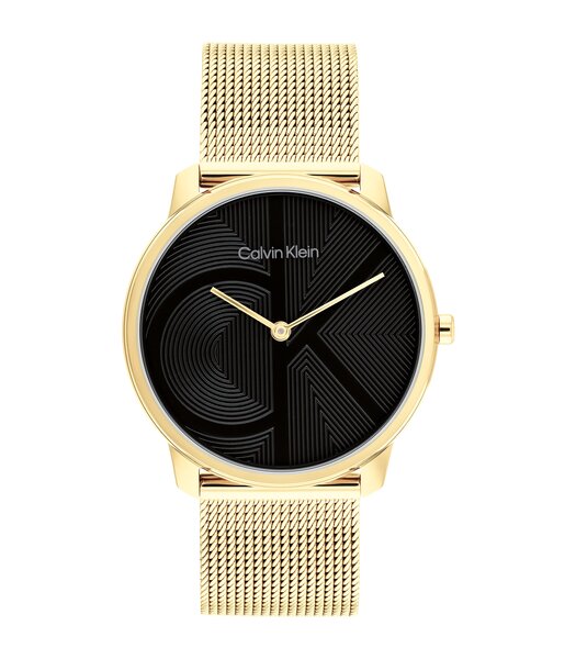 Montre CALVIN KLEIN WATCHES CK ICONIC Femme 25300016 Analogue Cadran MINERAL Noir Bracelet Acier Or jaune Etanchéité 3BAR
