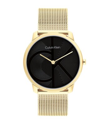 Montre CALVIN KLEIN WATCHES CK ICONIC Femme 25300016 Analogue Cadran MINERAL Noir Bracelet Acier Or jaune Etanchéité 3BAR
