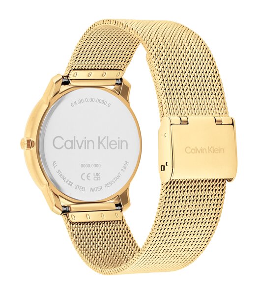 Montre CALVIN KLEIN WATCHES CK ICONIC Femme 25300016 Analogue Cadran MINERAL Noir Bracelet Acier Or jaune Etanchéité 3BAR