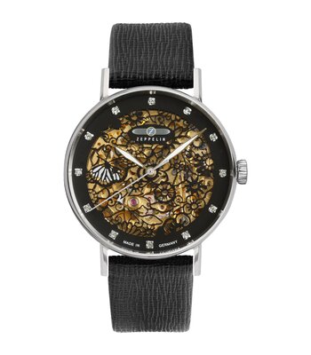 Montre ZEPPELIN PRINCESS OF THE SKY Femme 7461-2 Analogue Cadran MINERAL Noir Bracelet Cuir Noir Boucle ardillon Etanchéité 5BAR