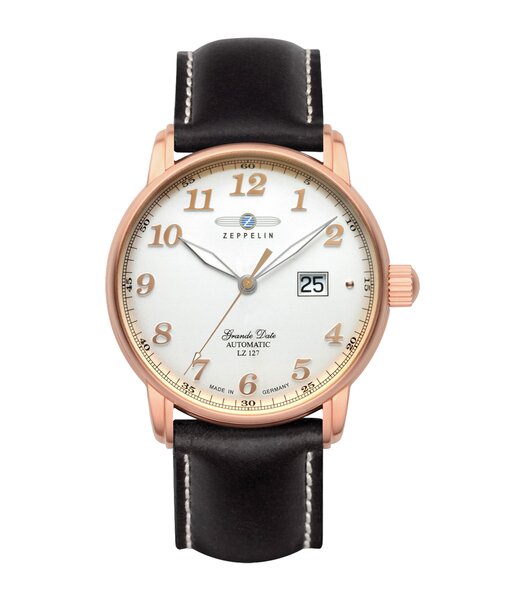 Montre ZEPPELIN LZ127 GRAF ZEPPELIN Homme 7652-5 Analogue Cadran Saphir Blanc Bracelet Cuir Noir Boucle ardillon Etanchéité 5ATM