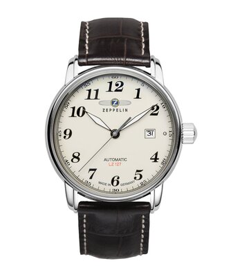 Montre ZEPPELIN LZ127 GRAF ZEPPELIN Homme 7656-5 Analogue Cadran MINERAL Beige Bracelet Cuir Brun Boucle ardillon Etanchéité 5ATM