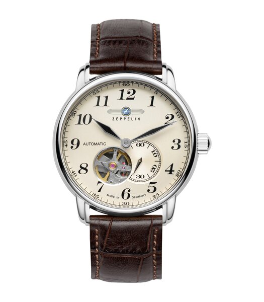 Montre ZEPPELIN LZ127 GRAF ZEPPELIN Homme 7666-5 Analogue Cadran MINERAL Beige Bracelet Cuir Brun Boucle ardillon Etanchéité 5ATM