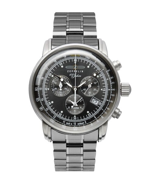 Montre ZEPPELIN 100 JAHRE ZEPPELIN Homme 7680MB-2 Analogue Cadran MINERAL Noir Bracelet Acier inoxydable Argenté Etanchéité 5BAR