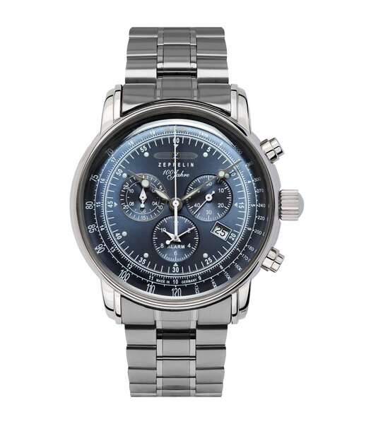 Montre ZEPPELIN 100 JAHRE ZEPPELIN Homme 7680MB-3 Analogue Cadran MINERAL Bleu Bracelet Acier inoxydable Argenté Etanchéité 5BAR