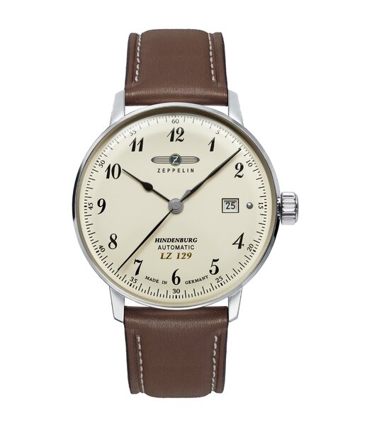 Montre ZEPPELIN LZ 129 HINDENBURG Homme 8056-5 Analogue Cadran MINERAL Beige Bracelet Cuir Brun Boucle ardillon Etanchéité 5BAR
