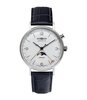 Montre ZEPPELIN HINDENBURG MONDPHASE Homme 8076-1 Analogue Cadran MINERAL Blanc Bracelet Cuir Noir Boucle ardillon Etanchéité 5BAR
