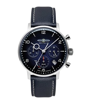 Montre ZEPPELIN LZ129 HINDENBURG Homme 8086-3n Analogue Cadran MINERAL Bleu Bracelet Cuir Bleu Boucle ardillon Etanchéité 5BAR