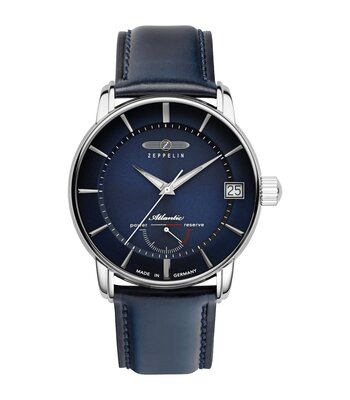Montre ZEPPELIN ATLANTIC Homme 8416-3 Analogue Cadran MINERAL Bleu Bracelet Cuir Bleu Boucle ardillon Etanchéité 5BAR