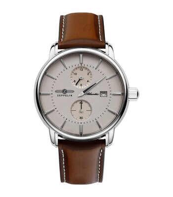 Montre ZEPPELIN ATLANTIC Homme 8426-5 Analogue Cadran Saphir Beige Bracelet Cuir Brun Boucle ardillon Etanchéité 5BAR