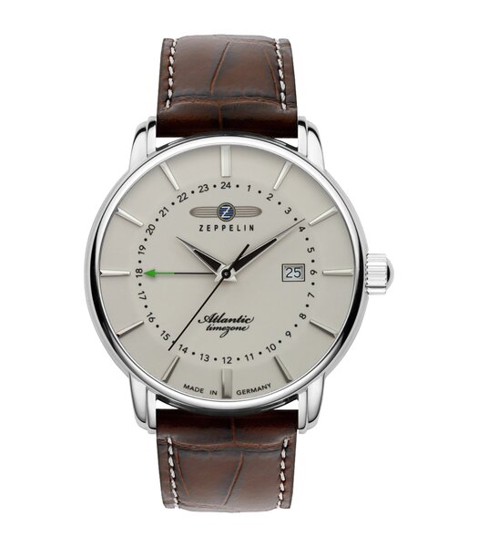 Montre ZEPPELIN ATLANTIC Homme 8442-5 Analogique Cadran Minéral Beige Bracelet Cuir Brun Boucle ardillon Etanchéité 5 BAR