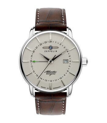 Montre ZEPPELIN ATLANTIC Homme 8442-5 Analogique Cadran Minéral Beige Bracelet Cuir Brun Boucle ardillon Etanchéité 5 BAR