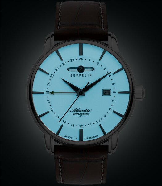 Montre ZEPPELIN ATLANTIC Homme 8442-5 Analogique Cadran Minéral Beige Bracelet Cuir Brun Boucle ardillon Etanchéité 5 BAR