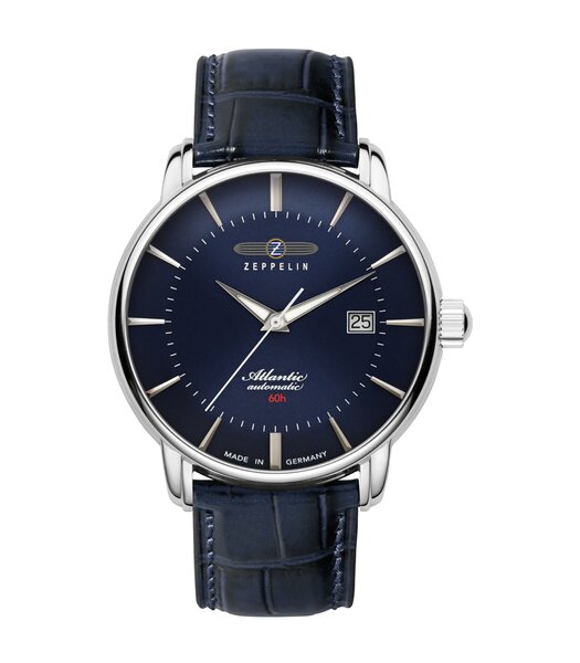 Montre ZEPPELIN ATLANTIC Homme 8460-3 Analogue Cadran MINERAL Bleu Bracelet Cuir Bleu Etanchéité 5BAR