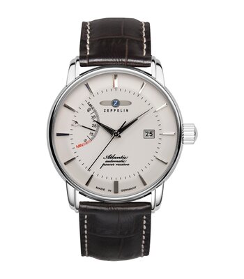 Montre ZEPPELIN ATLANTIC Homme 8462-5 Analogue Cadran MINERAL Beige Bracelet Cuir Brun Boucle ardillon Etanchéité 5ATM