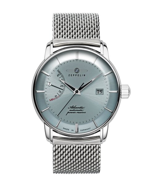 Montre ZEPPELIN ATLANTIC Homme 8462M-6 Analogue Cadran MINERAL Bleu Bracelet Acier inoxydable Argenté Etanchéité 5BAR