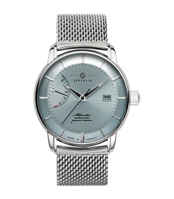 Montre ZEPPELIN ATLANTIC Homme 8462M-6 Analogue Cadran MINERAL Bleu Bracelet Acier inoxydable Argenté Etanchéité 5BAR