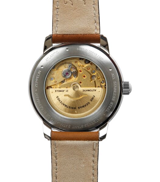 Montre ZEPPELIN ATLANTIC Homme 8466-3 Analogue Cadran MINERAL Bleu Bracelet Cuir Camel Boucle ardillon Etanchéité 5ATM