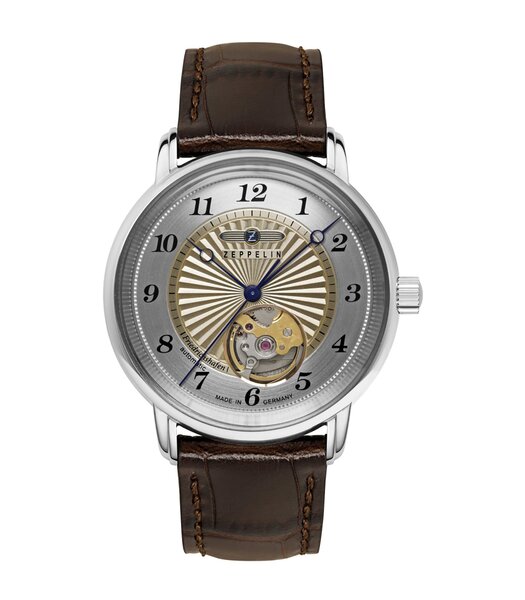 Montre ZEPPELIN FRIEDRICHSHAFEN LADY Femme 8567-5 Analogue Cadran MINERAL Doré Bracelet Cuir Brun Etanchéité 5BAR