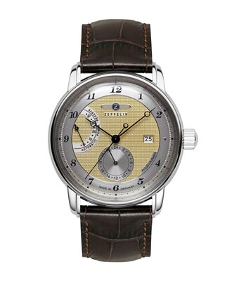 Montre ZEPPELIN FRIEDRICHSHAFEN Homme 8590-5 Analogue Cadran Saphir Brun Bracelet Cuir Brun Etanchéité 5BAR
