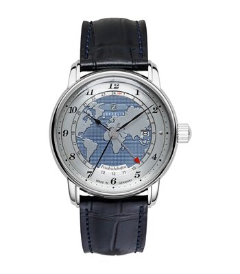 Montre ZEPPELIN FRIEDRICHSHAFEN Homme 8596-3 Analogue Cadran MINERAL Bleu Bracelet Cuir Bleu Etanchéité 5BAR