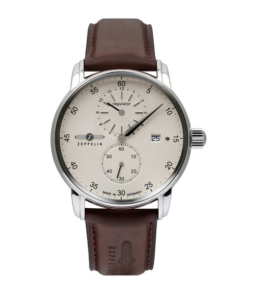 Montre ZEPPELIN NEW CAPTAIN'S LINE Homme 8622-5 Analogue Cadran Saphir Beige Bracelet Cuir Brun Boucle ardillon Etanchéité 5ATM