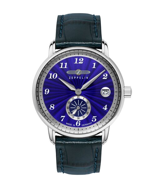 Montre ZEPPELIN NEW CAPTAIN'S LINE Femme 8633-3 Analogue Cadran MINERAL Bleu Bracelet Cuir Bleu Etanchéité 5BAR