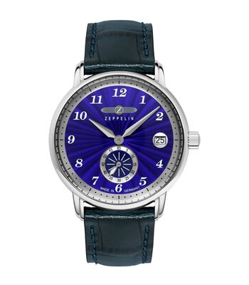 Montre ZEPPELIN NEW CAPTAIN'S LINE Femme 8633-3 Analogue Cadran MINERAL Bleu Bracelet Cuir Bleu Etanchéité 5BAR