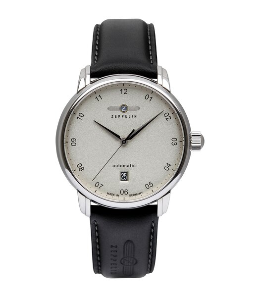 Montre ZEPPELIN NEW CAPTAIN'S LINE Homme 8652-1 Analogue Cadran Saphir Gris Bracelet Cuir Noir Boucle ardillon Etanchéité 5ATM
