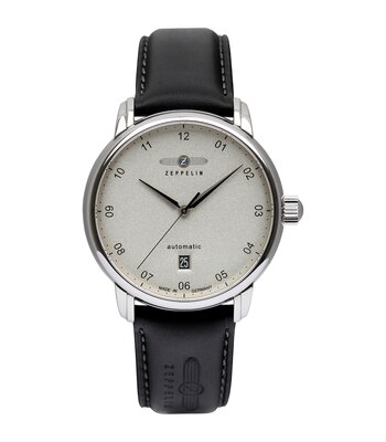 Montre ZEPPELIN NEW CAPTAIN'S LINE Homme 8652-1 Analogue Cadran Saphir Gris Bracelet Cuir Noir Boucle ardillon Etanchéité 5ATM