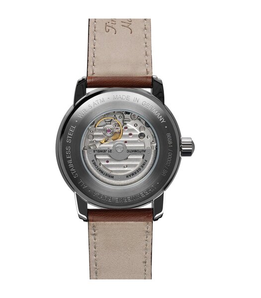 Montre ZEPPELIN NEW CAPTAIN'S LINE Homme 8658-1 Analogue Cadran MINERAL Blanc Bracelet Cuir Brun Boucle ardillon Etanchéité 5BAR