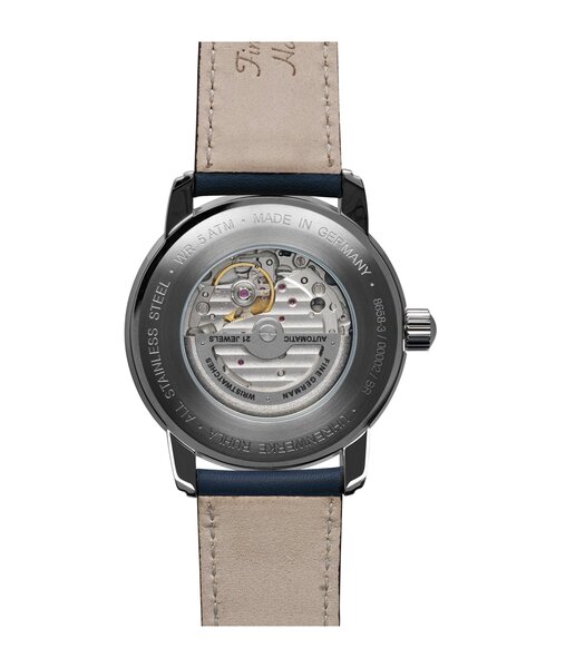 Montre ZEPPELIN NEW CAPTAIN'S LINE Homme 8658-3 Analogue Cadran MINERAL Blanc Bracelet Cuir Bleu Boucle déployante Etanchéité 5BAR