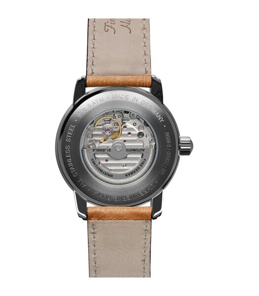 Montre ZEPPELIN NEW CAPTAIN'S LINE Homme 8658-5 Analogue Cadran MINERAL Beige Bracelet Cuir Brun Boucle déployante Etanchéité 5BAR