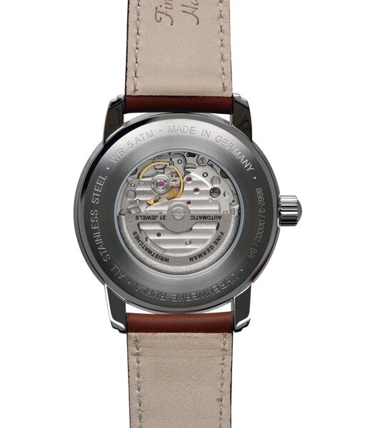 Montre ZEPPELIN NEW CAPTAIN'S LINE Homme 8662-3 Analogue Cadran MINERAL Bleu Bracelet Cuir Brun Boucle ardillon Etanchéité 5BAR