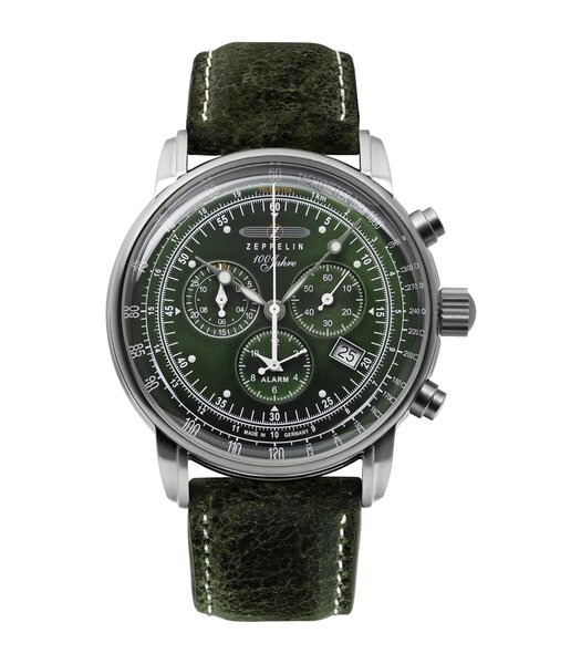 Montre ZEPPELIN 100 JAHRE ZEPPELIN Homme 8680-4 Analogue Cadran MINERAL Vert Bracelet Cuir Vert Boucle ardillon Etanchéité 5ATM