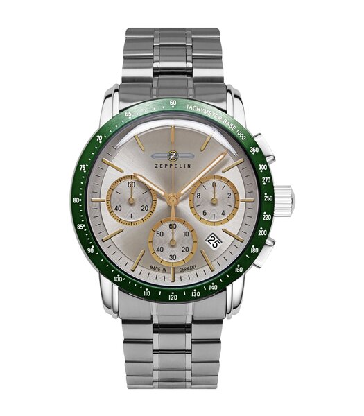 Montre ZEPPELIN NEW YORK Homme 8878MB-5 Analogue Cadran MINERAL Argenté Bracelet Acier inoxydable Argenté Etanchéité 5BAR