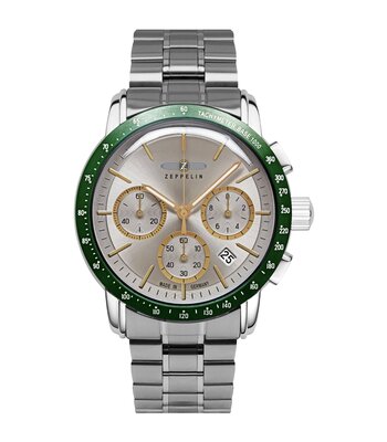 Montre ZEPPELIN NEW YORK Homme 8878MB-5 Analogue Cadran MINERAL Argenté Bracelet Acier inoxydable Argenté Etanchéité 5BAR