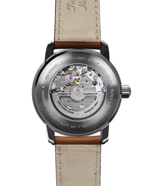 Montre ZEPPELIN MEDITERRANEE Homme 9668-5 Analogue Cadran MINERAL Beige Bracelet Cuir Brun Boucle déployante Etanchéité 5BAR