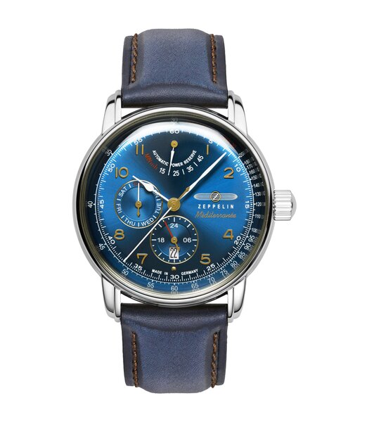 Montre ZEPPELIN MEDITERRANEE - BLUE Homme 9690-3 Analogue Cadran MINERAL Bleu Bracelet Cuir Bleu Boucle ardillon Etanchéité 5BAR