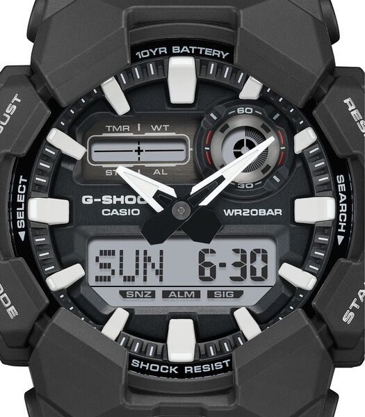 Montre CASIO G-SHOCK Homme GA-010-1AER Analogue-Digital Cadran MINERAL Noir Bracelet Résine Noir Etanchéité 20BAR