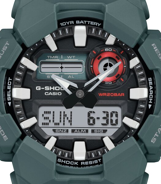 Montre CASIO G-SHOCK Homme GA-010-2AER Analogue-Digital Cadran MINERAL Noir Bracelet Résine Vert Etanchéité 20BAR